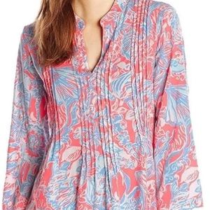 Lilly Pulitzer Womens Pink Sun Ray Summer Siren Sarasota Tunic, Size Small